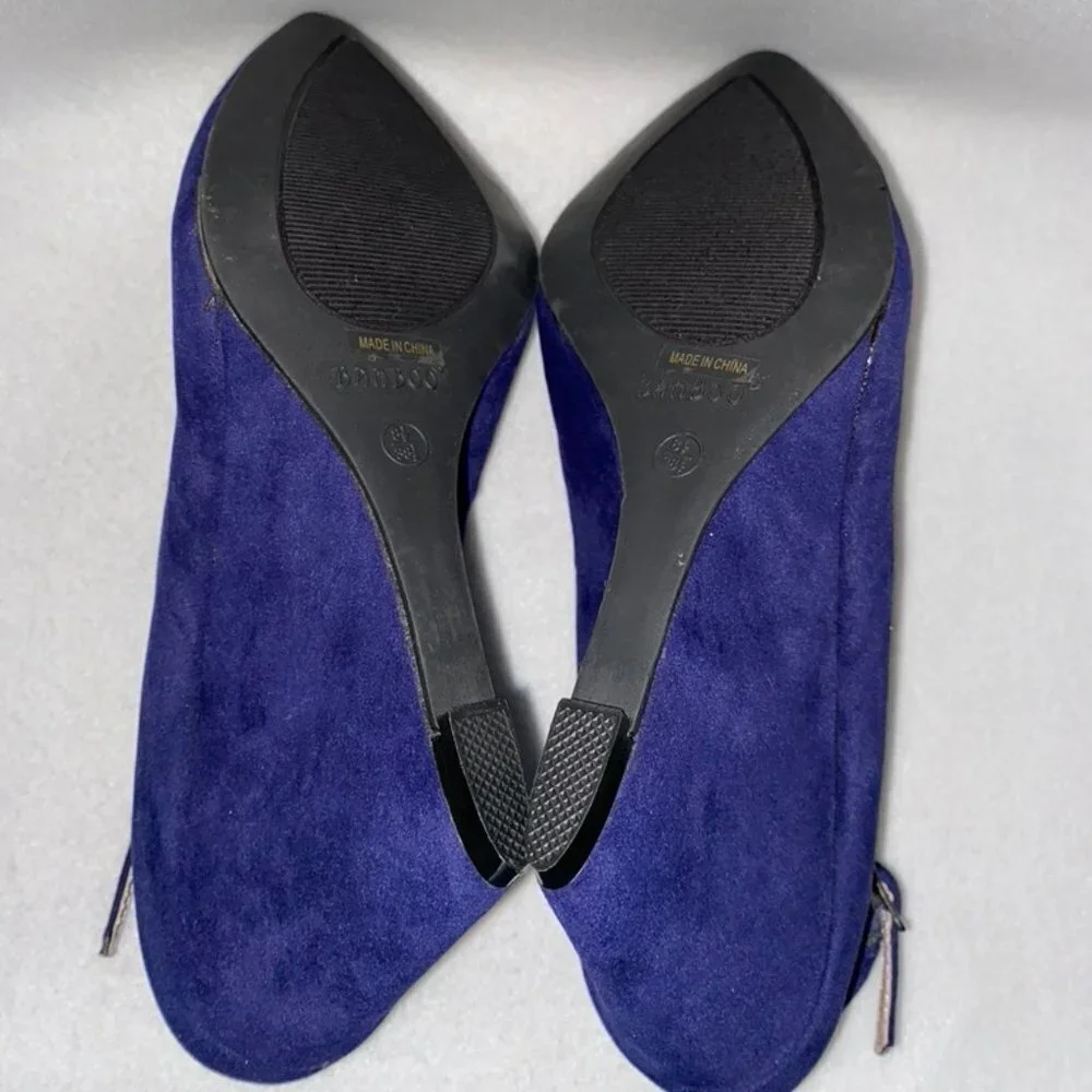 Bamboo Size 8 1/2 Cobalt Blue Ankle Strap Wedges